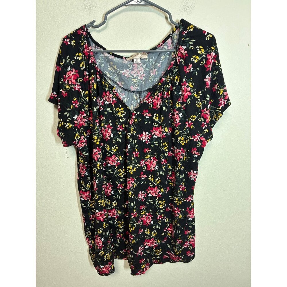 Misia Curvy Blouse T-Shirt Casual Floral Boho Cottage Granny Plus Size 3X BD1